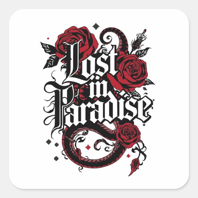 Dark Romance Tattoo Style Zitat Quadratischer Aufkleber (Vorderseite)