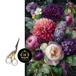 Dark Romantic Floral Bouquet Decoupage Seidenpapier