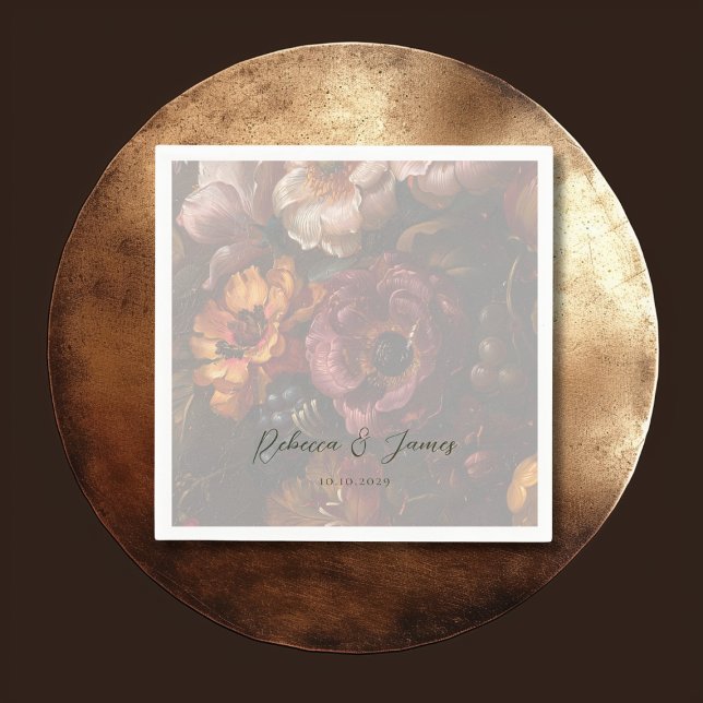 Dark Romantic Floral Dutch Art Painting Wedding Serviette (Von Creator hochgeladen)