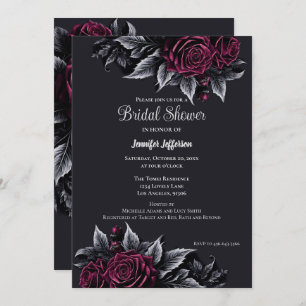 Dark Romantic Floral Gothic Brautparty Einladung