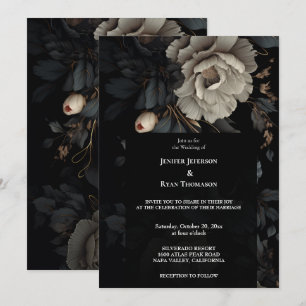 Dark Romantic Floral Gothic Hochzeit Einladung