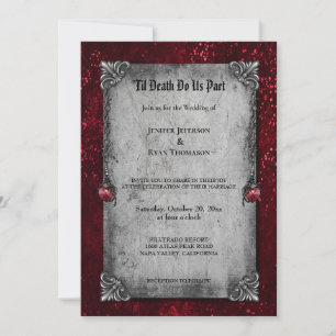 Dark Romantic Floral Gothic Hochzeit Einladung