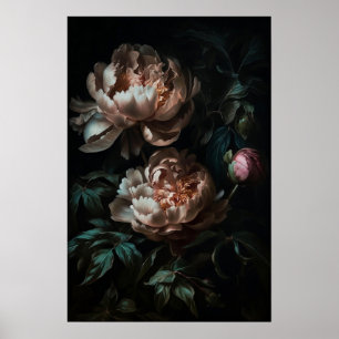Dark Romantic Floral Oil Painting Poster