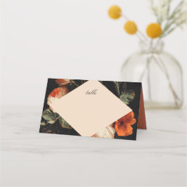 Dark Romantic Floral Rose Dutch Wedding Platzkarte