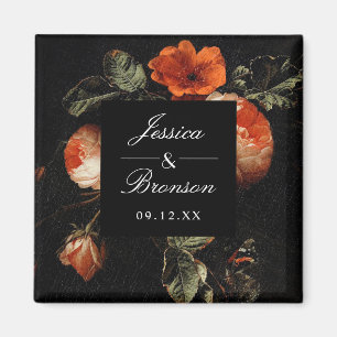 Dark Romantic Floral Rose Holländische Master Wedd Magnet