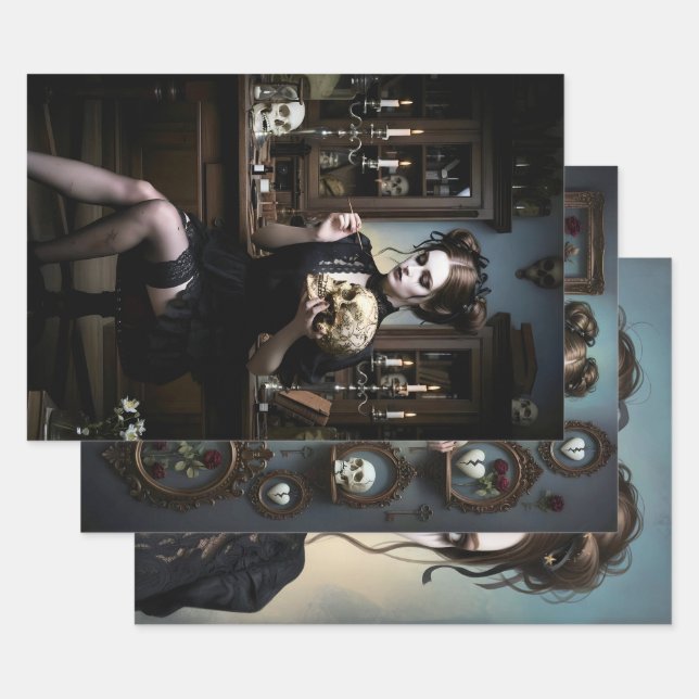 Dark Romantic Gothic Design Geschenkpapier Set (Set)
