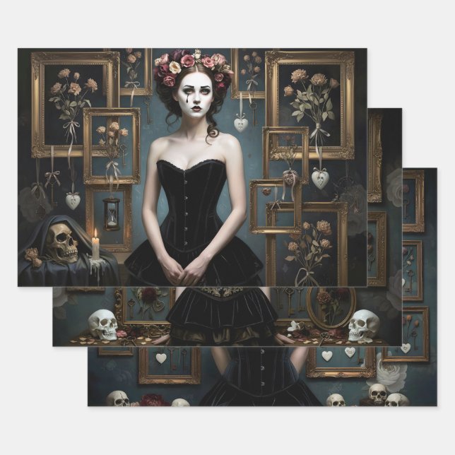 Dark Romantic Gothic Design Geschenkpapier Set (Set)
