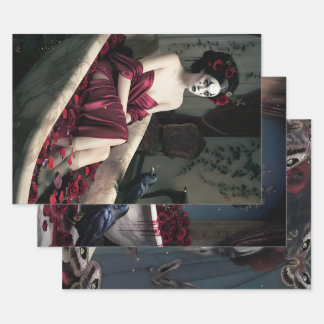 Dark Romantic Gothic Design Geschenkpapier Set