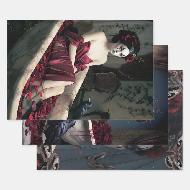 Dark Romantic Gothic Design Geschenkpapier Set (Set)