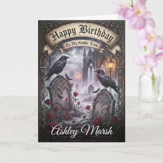 Dark Romantic Gothic Raven Lovers Birthday Karte