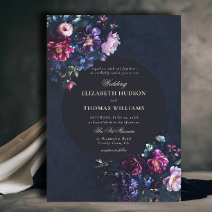 Dark Romantic Moody Florals Jewel Tones Wedding Einladung