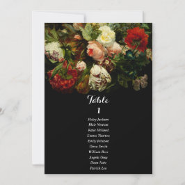 Dark romantic moody wedding seating chart card einladung