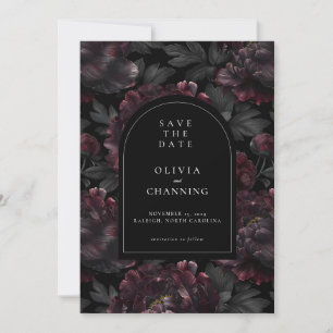 Dark Romantic Peonies Moody Save the Date Einladung