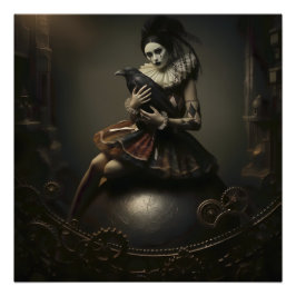 Dark Romantic Raven Motif Poster