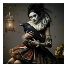 Dark Romantic Raven Motif Poster