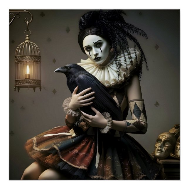 Dark Romantic Raven Motif Poster (Vorderseite)