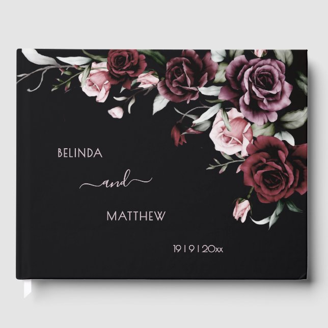 Dark Romantic Roses | Wedding Gästebuch (Vorderseite)