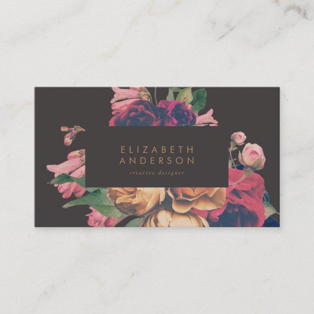 Dark Rose Botanical Fete Business Card Visitenkarte (Vorderseite)