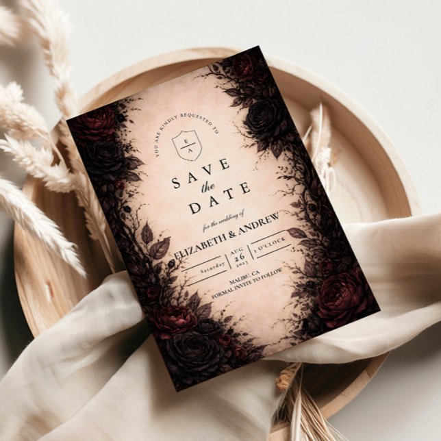 Dark Rose Gothic Wedding Save The Date (Von Creator hochgeladen)