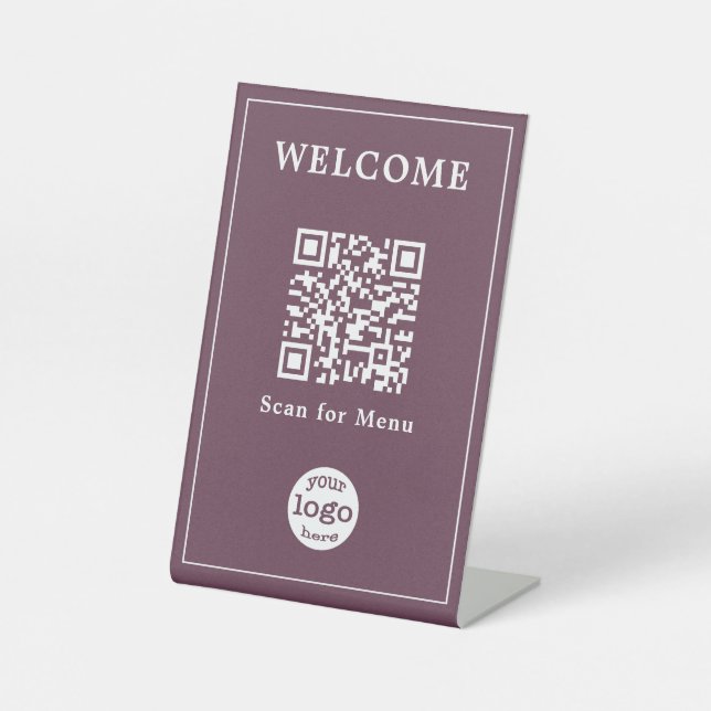 Dark Rose Pink Restaurant Café Menü QR-Logo Sockelschild (Vorderseite)