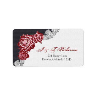 Dark Rote Rose Wedding Return Address Label Adressaufkleber