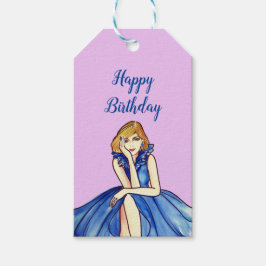 Dark Royal Blue Cocktail Gown Fashion Illustration Geschenkanhänger