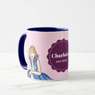 Dark Royal Blue Cocktail Gown Fashion Illustration Tasse