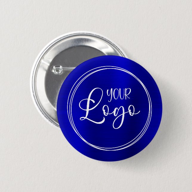 Dark Royal Blue Foil Business-Logo Button (Vorne & Hinten)