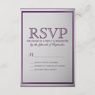 Dark Royal Lila Kontur auf Gray Gradient RSVP Karte