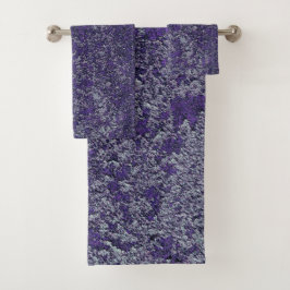 Dark Royal Lila Rusted Metal Textur Abstrakt Badhandtuch Set
