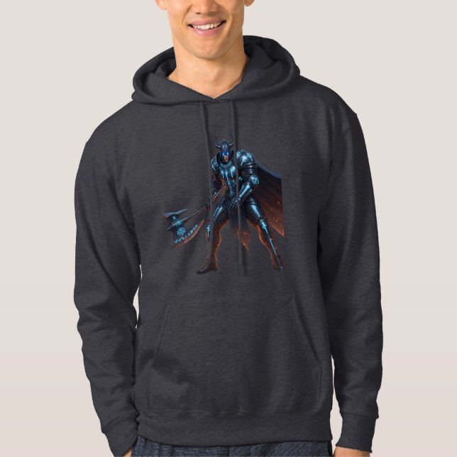 Dark Rune Warrior Hoodie – Flameforged Axe Armor (Vorderseite)