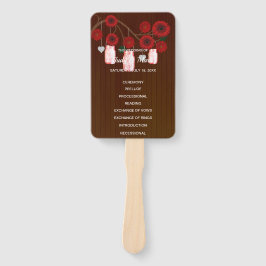 Dark Rustic Red Floral Mason Jars Wedding Fächer