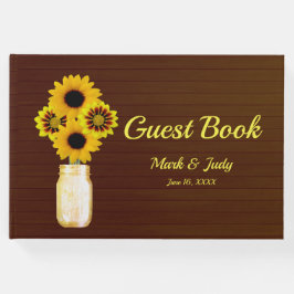 Dark Rustic Yellow Floral Mason Jar Wedding Gästebuch