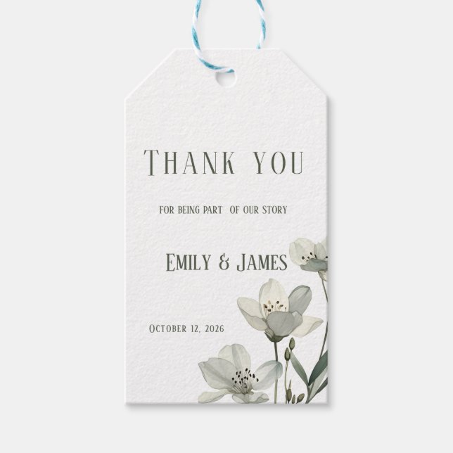 Dark Sage Green Botanical Wedding Geschenkanhänger (Vorderseite)