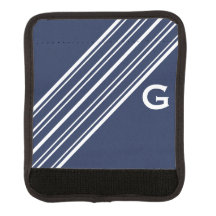 Dark Sapphire Blue and White Pinstrick Monogram