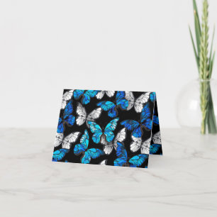 Dark Seamless Pattern with Blue Butterflies Morpho Ankündigung