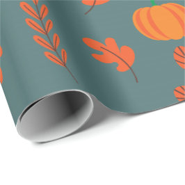 Dark Seamless Wrapping Paper: Pumpkin und Blätter Geschenkpapier