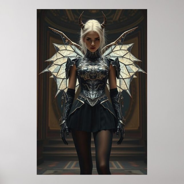 Dark Seraphim Queen – Fantasy Gothic Warrior Angel Poster (Vorne)