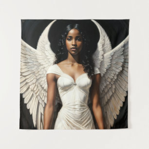 Dark Skin Black Girl Angel Angelcore Wandteppich