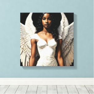 Dark Skin Black Girl Angel Leinwanddruck