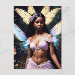 Dark Skin Fairy Black Girl Fantasy Art Fairycore Postkarte