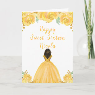 Dark Skin Princess Gold 16 . Geburtstag Karte