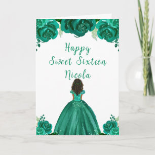 Dark Skin Princess Green 16 . Geburtstag Karte