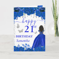 Dark Skin Princess Royal Blue Dress Birthday