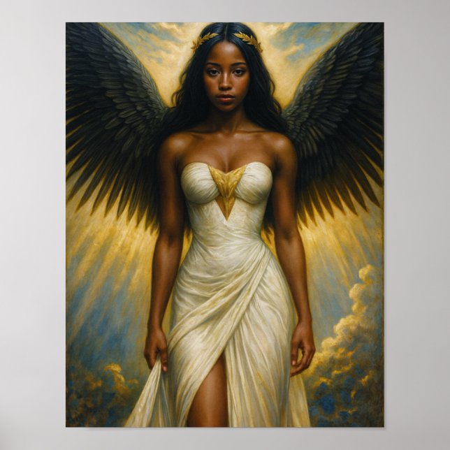 Dark-Skinned Angel With Black Wings Poster (Vorne)