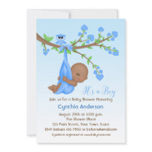 Dark Skinned Baby Boy in Tree, Babydusche