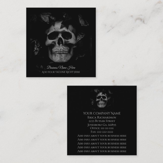 Dark Skull Business Cards Quadratische Visitenkarte (Vorne/Hinten)