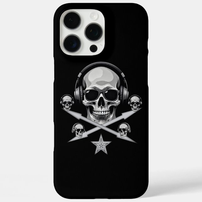 Dark Skull DJ Headphones iPhone 16 Pro Max Case (Rückseite)