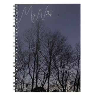 Dark Sky , Moon und Star Spiral Foto Notebook Notizblock