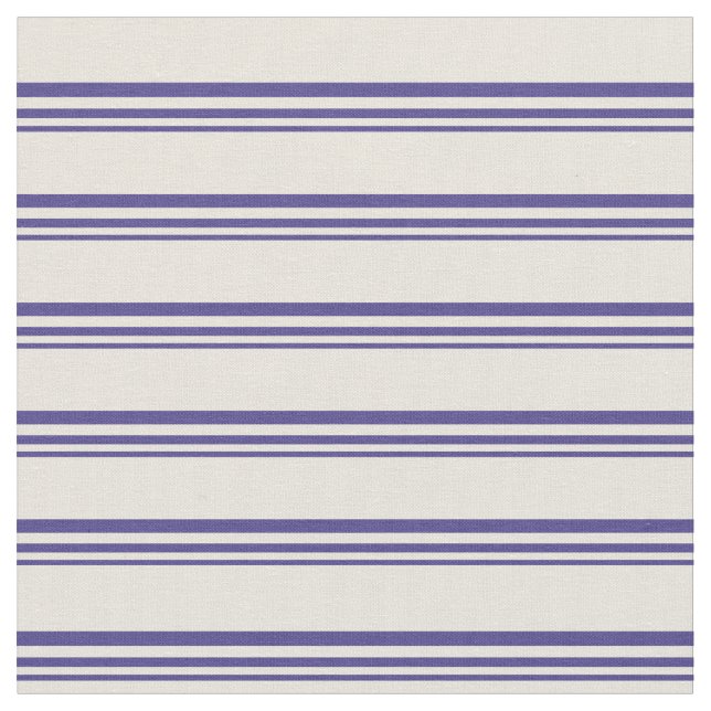Dark Slate Blue & Beige farbige Linien Stoff (Nahaufnahme)